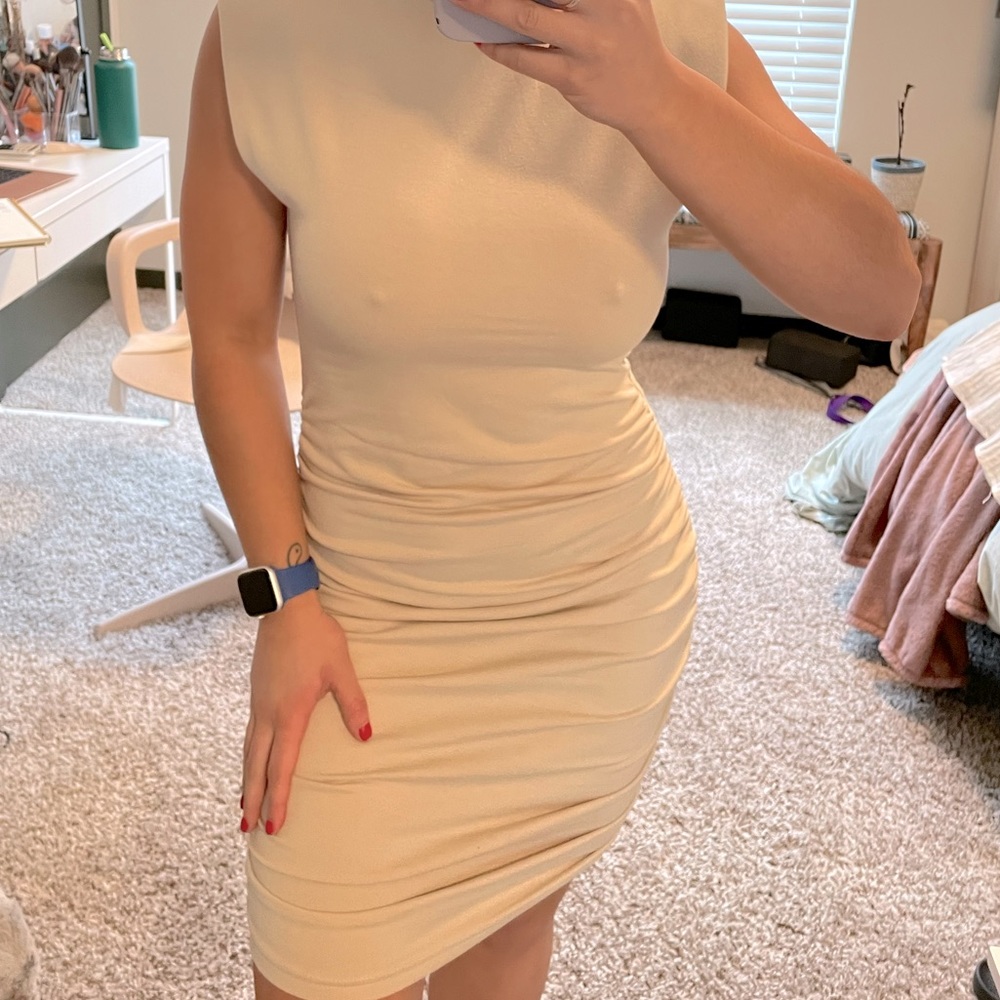Nude midi formal dress